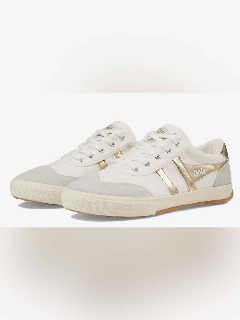Gola. Badminton Sneaker. Off White/Gold. Size 6.5.